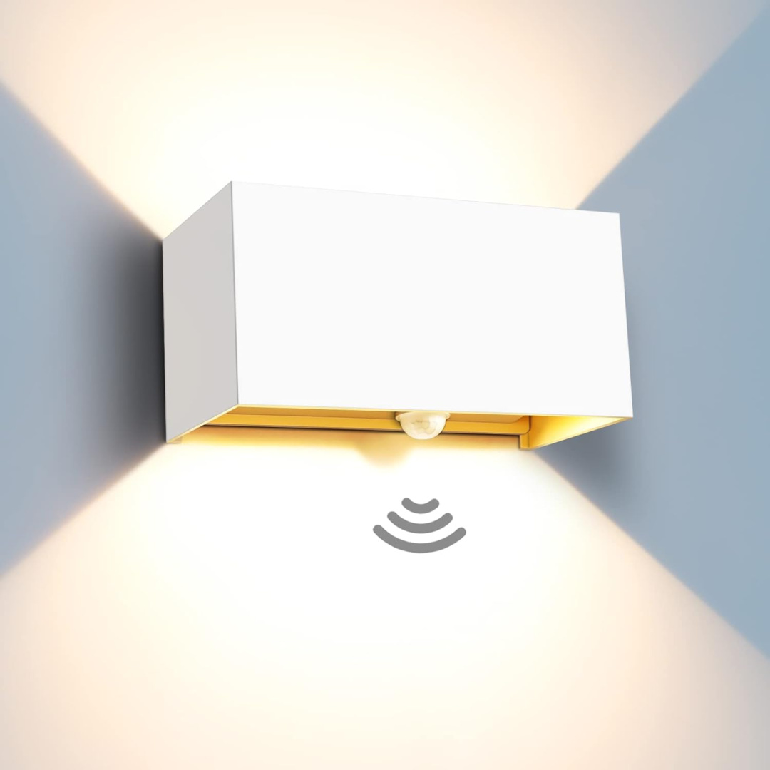Záhradné nástenné svietidlo Kingwen, biele, integrovaný 20 W LED zdroj